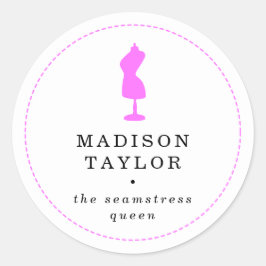 Chic Seamstress Tailor | Pink Mannequin White Runder Aufkleber