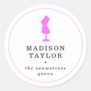 Chic Seamstress Tailor   Pink Mannequin White Runder Aufkleber