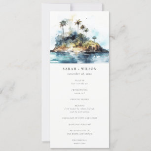 Chic Seascape Palm Tree Island Wedding Programm