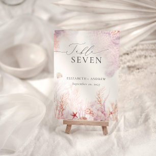 Chic Seashells Coral Underwater Wedding Tischnummer