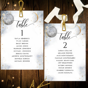 Chic Seating Plan Celestial Cards mit Gästennamen