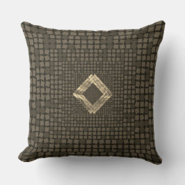 Chic sepia & gold throw pillow, abstrakte design kissen