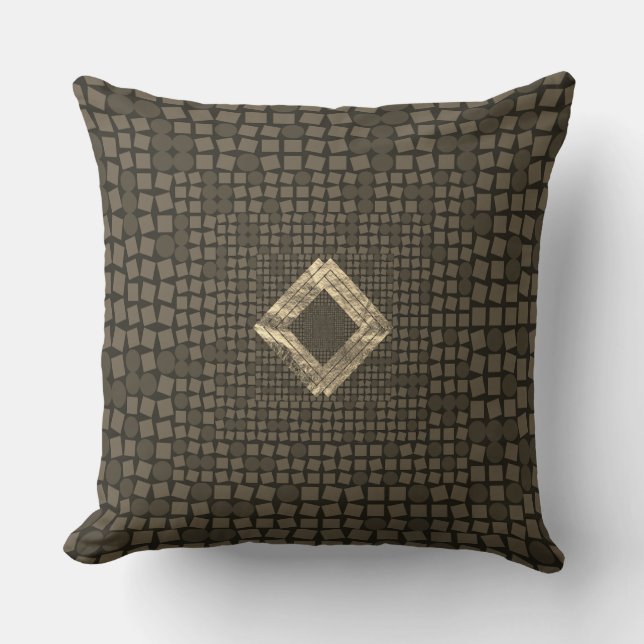 Chic sepia & gold throw pillow, abstrakte design kissen (Vorderseite)