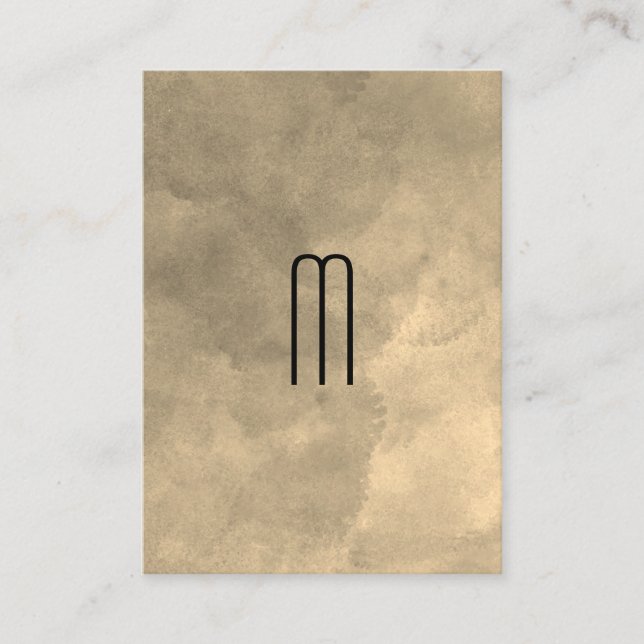 Chic Sepia Watercolor Monogram Visitenkarte (Vorderseite)
