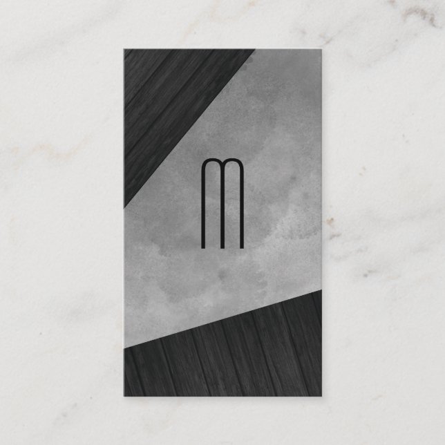 Chic Sepia Watercolor Wood Monogram Visitenkarte (Vorderseite)