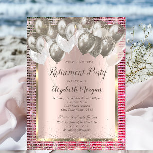Chic Sequins Balloons Rose Goldene Rente Einladung