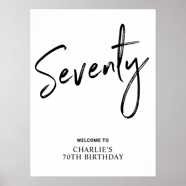Chic Seventy 70th Birthday Party Welcome Sign  Poster (Vorne)
