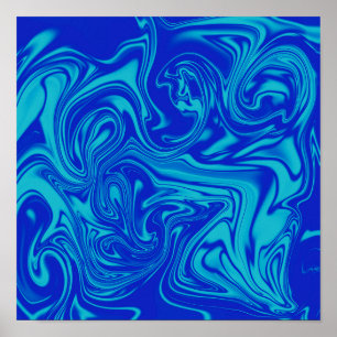 Chic Shades of Blue Liquid Art Abstrakt Poster