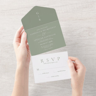 Chic Shades of Sage Green Wedding All In One Einladung