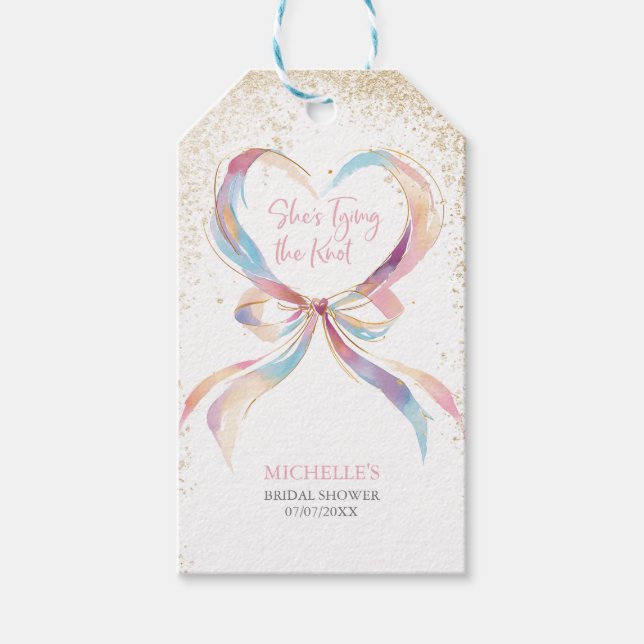 Chic She zähmt das knotenrosa Brautparty Geschenkanhänger (Vorderseite)