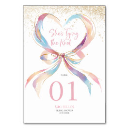 Chic She zähmt das knotenrosa Brautparty Tischnummer