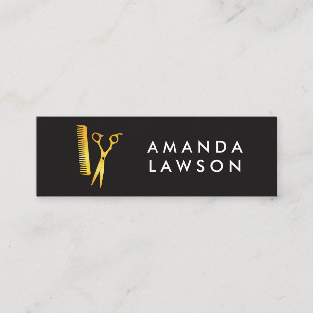 Chic Shears und Comb Golden Mini Visitenkarte