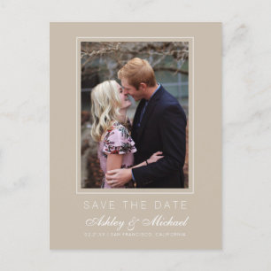 Chic Shiitake Gray Save the Date Verlobung Foto Ankündigungspostkarte
