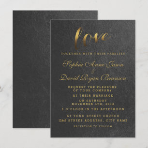 Chic Shining Gold Foil Liebe Schwarze Hochzeit Ein Einladung
