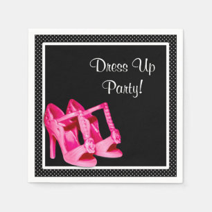 Chic Shoes Girly Pink und Black Dress Up Party Serviette