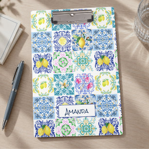 Chic Sicilian azulejo Amalfi Mediterrane Fliesen Klemmbrett