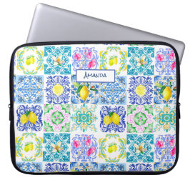 Chic Sicilian azulejo Amalfi Mediterrane Fliesen Laptopschutzhülle
