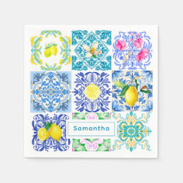 Chic Sicilian azulejo Amalfi Mediterrane Fliesen Serviette