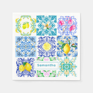 Chic Sicilian azulejo Amalfi Mediterrane Fliesen Serviette