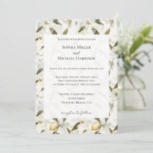 Chic Sicilian Summer Lemons Floral Wedding Einladung