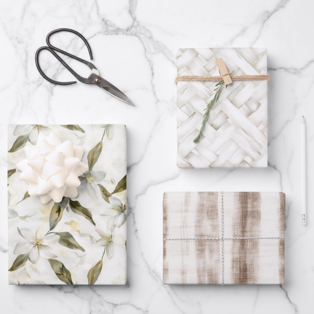 Chic Sicilian Summer Lemons Floral Wedding Geschenkpapier Set (Vorderseite)