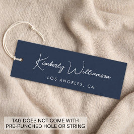 Chic Signature Schrift Blaues Anhängeschild Mini Visitenkarte