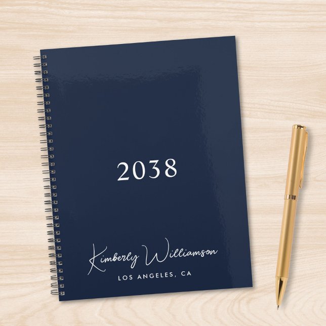 Chic Signature Schrift Monogramm Blau Geschäftlich Planer (Chic Signature Script Monogram Blue Business Planner)