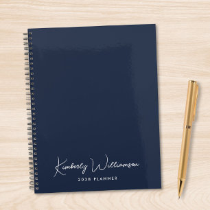 Chic Signature Schrift Monogramm Blau Planer