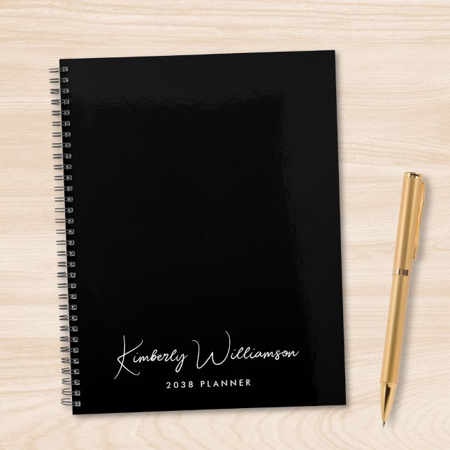 Chic Signature Schrift Monogramm Schwarz Planer (Chic Signature Script Monogram Black Planner)