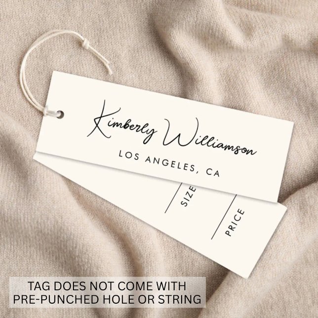 Chic Signature Script Cream Price Hang Tag (Empower your name in our signature script as your logo and brand identity)