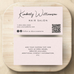 Chic Signature Script QR Code Rosa Visitenkarte