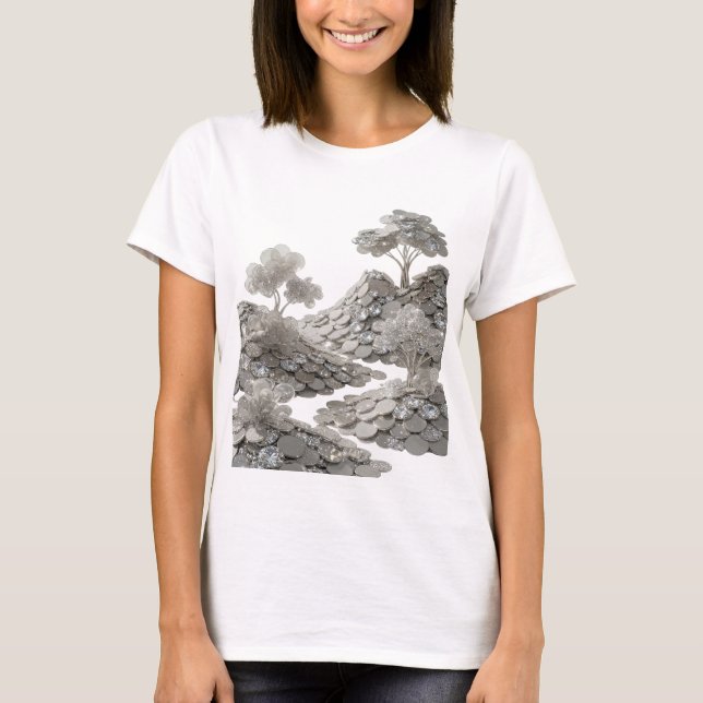 Chic Silber ABSTRACT ART Kunstprint v2 T-Shirt (Vorderseite)