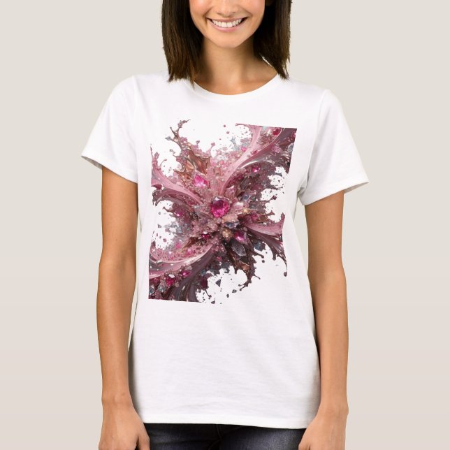 Chic Silber CHOCOLATE RUBY BLUME Slogan Tee (Vorderseite)