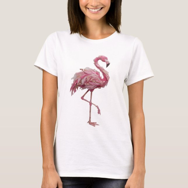Chic Silber FLAMINGO Textildesign T-Shirt (Vorderseite)