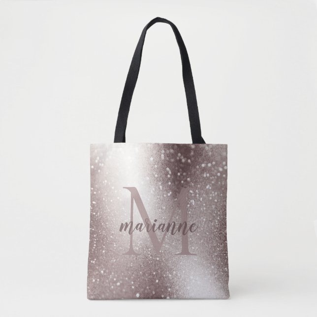 Chic Silber Glitter Monogramm Benutzerdefinierter  (Vorderseite)