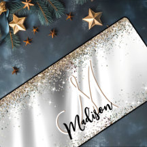 Chic silber Gold Imitate Glitzer Monogramm