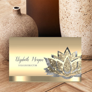Chic Silber Gold Lotusblume Yoga-Lehrerin Visitenkarte