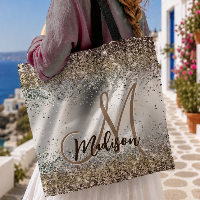 Chic silber-goldener falscher Glitter-Monogramm (Von Creator hochgeladen)