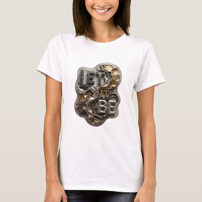 Chic Silber LET IT BE Slogan Tee (Vorderseite)