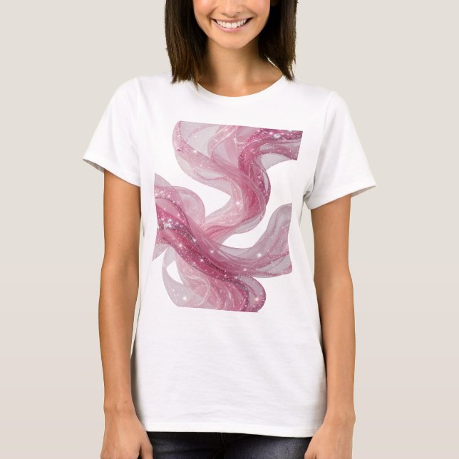 Chic Silber PINK WAVE Modedesign T-Shirt (Vorderseite)