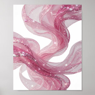Chic Silber PINK WAVE Modernes Design Poster