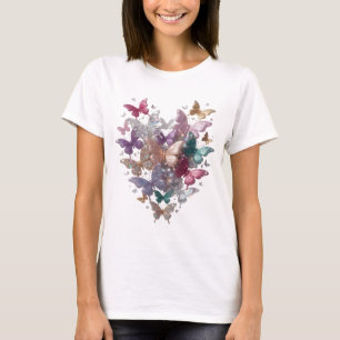 Chic Silber SCHMETTERLINGE HERZ Shirt Design