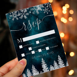 Chic Silber Schnee Pine grün Weihnachten Winter uA RSVP Karte