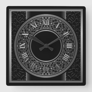 Chic Silbermedaillon 2 Quadratische Wanduhr