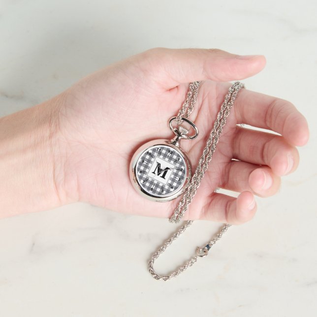 CHIC! ⚪ Silberne Halskette Uhren Plaid Initiale (Hand)
