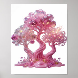 Chic Silberner PINK DIAMANT-BAUM Druck Poster