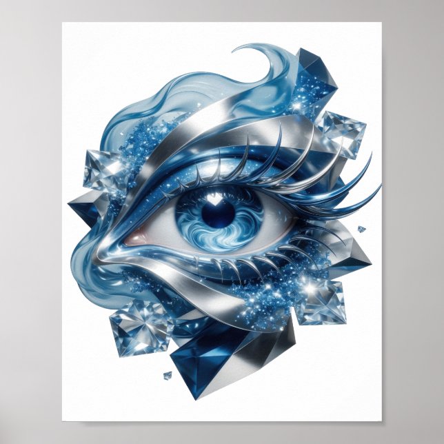 Chic Silver ABSTRACT ART Kunstposter v2 Poster (Vorne)