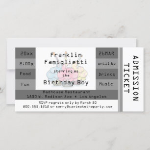 Chic Silver Admission Ticket Geburtstag Einladung