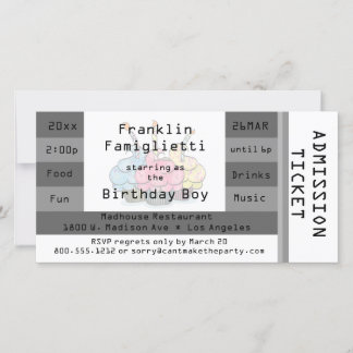 Chic Silver Admission Ticket Geburtstag Einladung