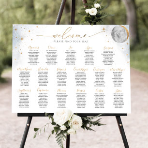 Chic Silver and Gold Celestial Seating Chart Sign Poster